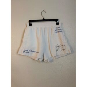 Grayson Threads Womens White Self Care Graphic Fleece Lounge Shorts Small